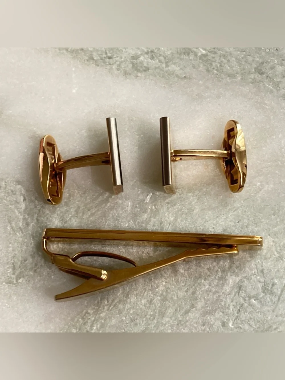 Celine Cuff Links + Tie Clip Set Vintage - Picture 4 of 6